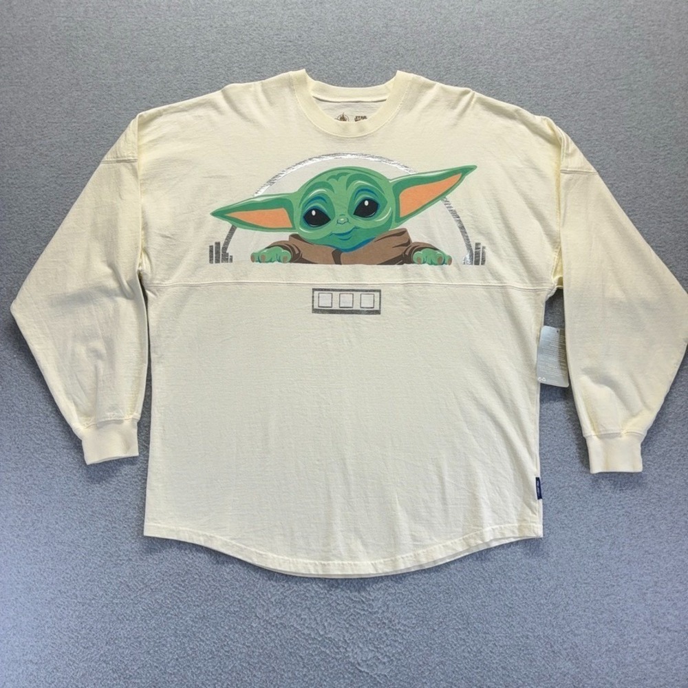 Disney Spirt Tee Womens Smll Beige Grogu Baby Yoda The Bounty Mandalorian